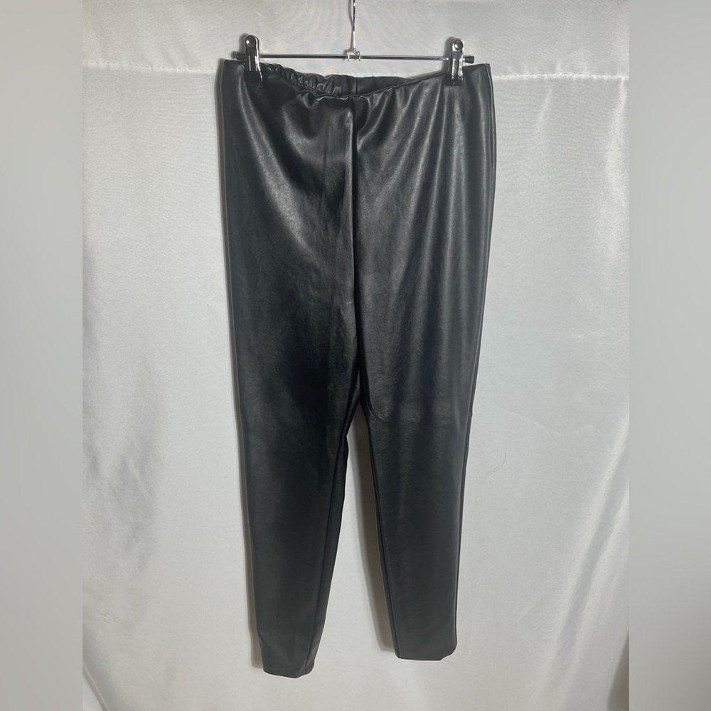 H&M Black Faux Leather Leggings Pants Pull On Stretch Womens Medium